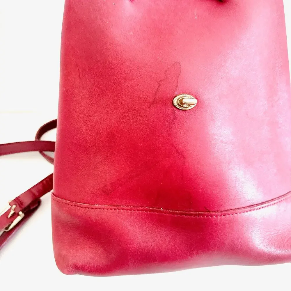 VINTAGE COACH LEATHER DAYPACK BACKPACK - RED